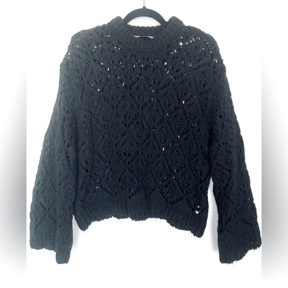 NWOT Zara wool blend black bell sleeves sweater - Picture 2 of 8